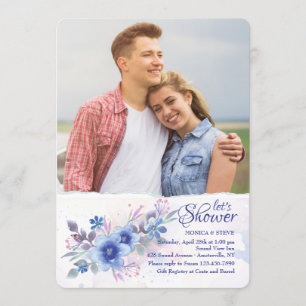 Watercolor Bloemen Foto Uitnodiging