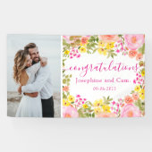 Watercolor Bloemen Gefeliciteerd met de Verloving Spandoek (Horizontaal)