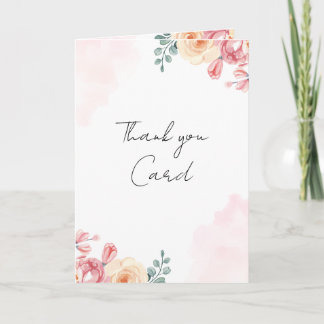 Watercolor Bloemen Gelukkig Bedankt| Blush Roze 5 Bedankkaart