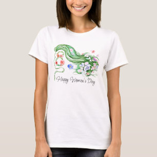 Watercolor Bloemen Gelukkige Internationale Vrouwe T-shirt