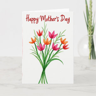 Watercolor Bloemen Gelukskaart Moederdag Kaart