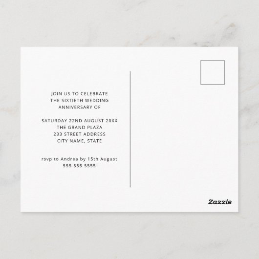 Watercolor Bloemen Goud Foto 60e Verjaardag Briefkaart (Achterkant)