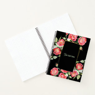 Watercolor Bloemen - Gouden Lijst 1 + jouw tekst Notitieboek