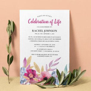 Watercolor Bloemen Herdenking Feest van het Leve Kaart
