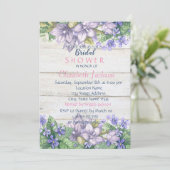 Watercolor Bloemen, Houtstructuur Bruidsdouche Kaart (Staand voorkant)