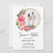 Watercolor Bloemen Huwelijksaankondiging Save the  (Voorkant)