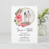 Watercolor Bloemen Huwelijksaankondiging Save the  (Staand voorkant)