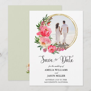 Watercolor Bloemen Huwelijksaankondiging Save the 