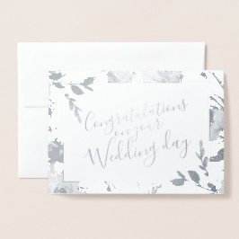 Watercolor Bloemen Huwelijksgelukwensen Folie Kaarten