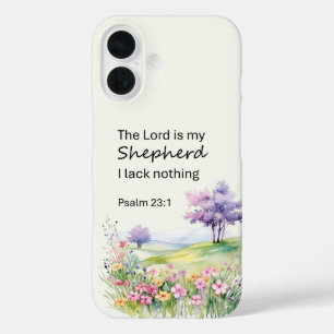 Watercolor Bloemen in een Veld Psalm 23 iPhone 16 Hoesje