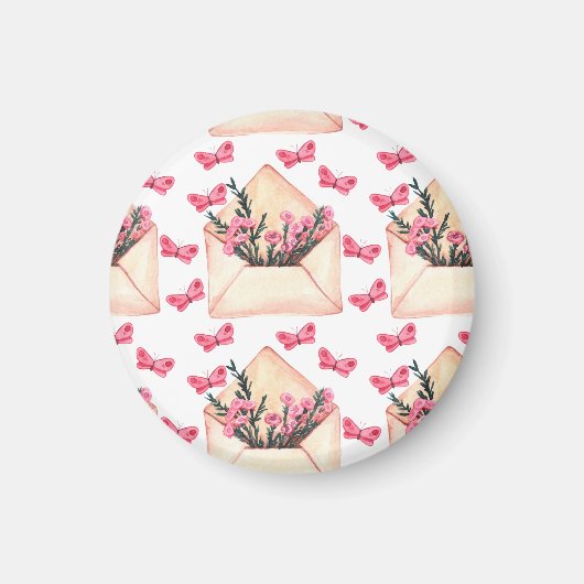 Watercolor bloemen in enveloppen: naadloos patroon magneet (Voorkant)