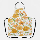 Watercolor Bloemen in Oranje & Groen Gepersonalise Schort (Voorkant)