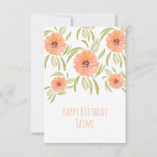 Watercolor bloemen in perzik Moeder verjaardag  Kaart