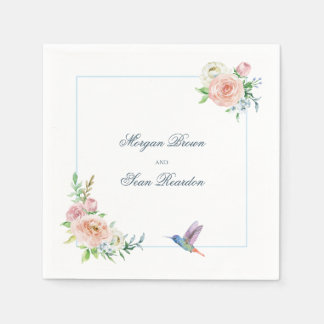 Watercolor Bloemen Kolibrie Seersucker Bruiloft Servet