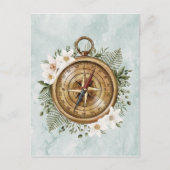 Watercolor Bloemen Kompas Briefkaart (Voorkant)
