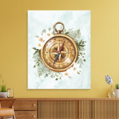 Watercolor Bloemen Kompas Canvas Afdruk (Insitu (Woonkamer))
