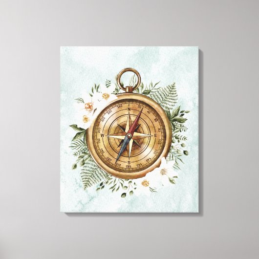 Watercolor Bloemen Kompas Canvas Afdruk (Voorkant)