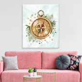 Watercolor Bloemen Kompas Canvas Afdruk (Insitu (Woonkamer))