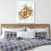 Watercolor Bloemen Kompas Canvas Afdruk (Insitu (Slaapkamer))