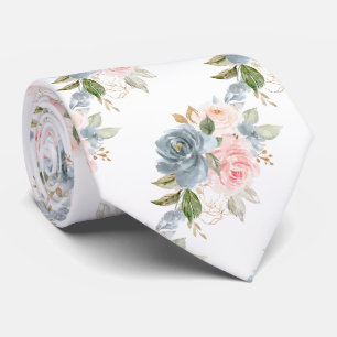 Watercolor Bloemen Leisteen Blauwe Roze Rozen Stropdas