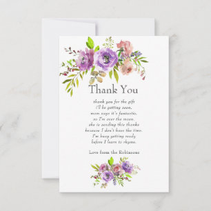 Watercolor bloemen lente baby shower bedankkaart
