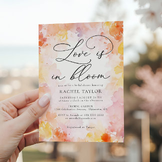 Watercolor Bloemen Liefde in Bloei Bruidsfeest Kaart