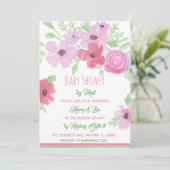 Watercolor Bloemen Meisjes Baby Shower per Post Kaart (Staand voorkant)