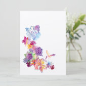 Watercolor Bloemen met een uitnodiging van een kol (Staand voorkant)
