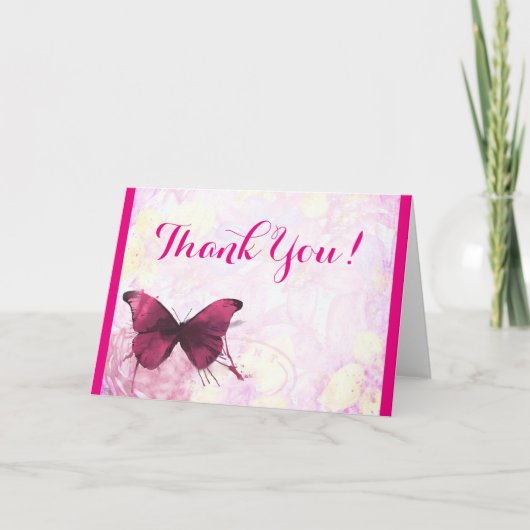 Watercolor Bloemen met Vlinder Bedankt (Voorkant)