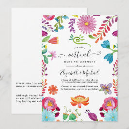 Watercolor Bloemen Mexicaans Feest Virtuele Trouwd Kaart