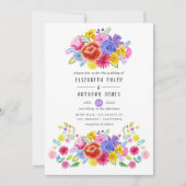 Watercolor Bloemen Mexicaans Fiesta Bruiloft Kaart (Voorkant)