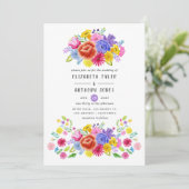 Watercolor Bloemen Mexicaans Fiesta Bruiloft Kaart (Staand voorkant)