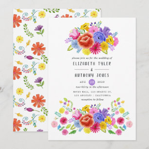 Watercolor Bloemen Mexicaans Fiesta Bruiloft Kaart