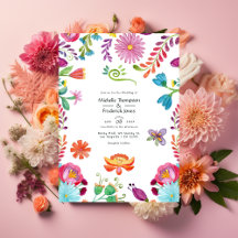 Watercolor Bloemen Mexicaans Fiesta Bruiloft