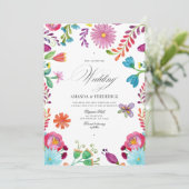 Watercolor Bloemen Mexicaans Fiesta QR Code Bruilo Kaart (Staand voorkant)