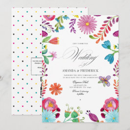 Watercolor Bloemen Mexicaans Fiesta QR Code Bruilo Kaart
