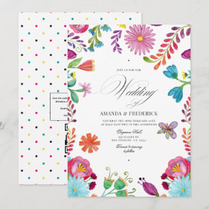 Watercolor Bloemen Mexicaans Fiesta QR Code Bruilo Kaart