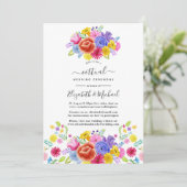 Watercolor Bloemen Mexicaans Fiesta Virtueel Huwel Kaart (Staand voorkant)