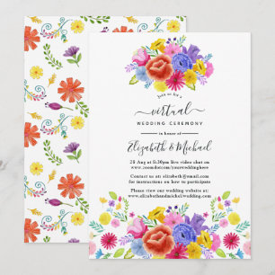 Watercolor Bloemen Mexicaans Fiesta Virtueel Huwel Kaart