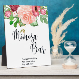 Watercolor Bloemen Mimosa Bar Bruiloft Bord Plaque Fotoplaat