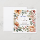 Watercolor Bloemen Minimal Bruids Shower Kaart (Voorkant / Achterkant)