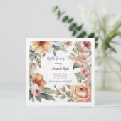 Watercolor Bloemen Minimal Bruids Shower Kaart (Staand voorkant)