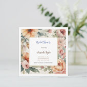 Watercolor Bloemen Minimal Bruids Shower Kaart (Staand voorkant)