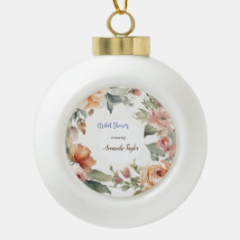 Watercolor Bloemen Minimal Bruids-Shower Keramische Bal Ornament