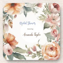 Watercolor Bloemen Minimal Bruidsshower Bier Onderzetter