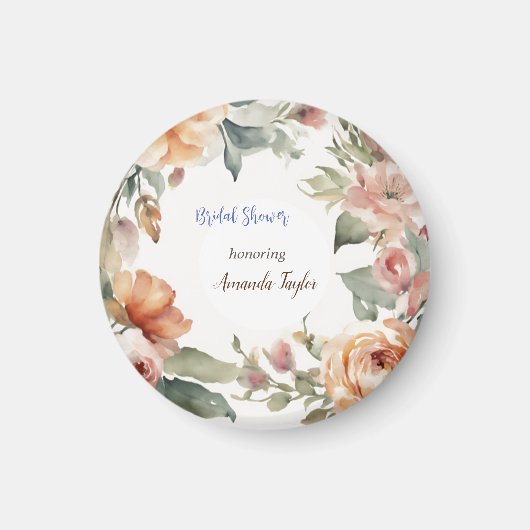 Watercolor Bloemen Minimal Bruidsshower Magneet (Voorkant)