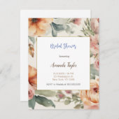 Watercolor Bloemen Minimal Bruiloftsshowerkaart RSVP Kaartje (Voorkant / Achterkant)