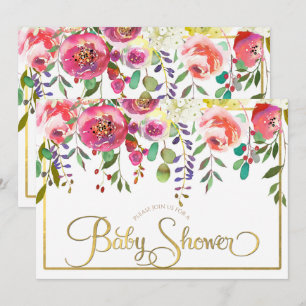 Watercolor Bloemen Modern Baby Shower Kaart