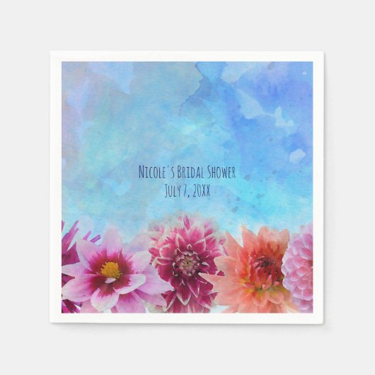 Watercolor Bloemen Modern Bloem Bruiloft Borrel Servetten (Voorkant)