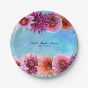 Watercolor Bloemen Moderne Bloem Bruidsdouche Papieren Bordje